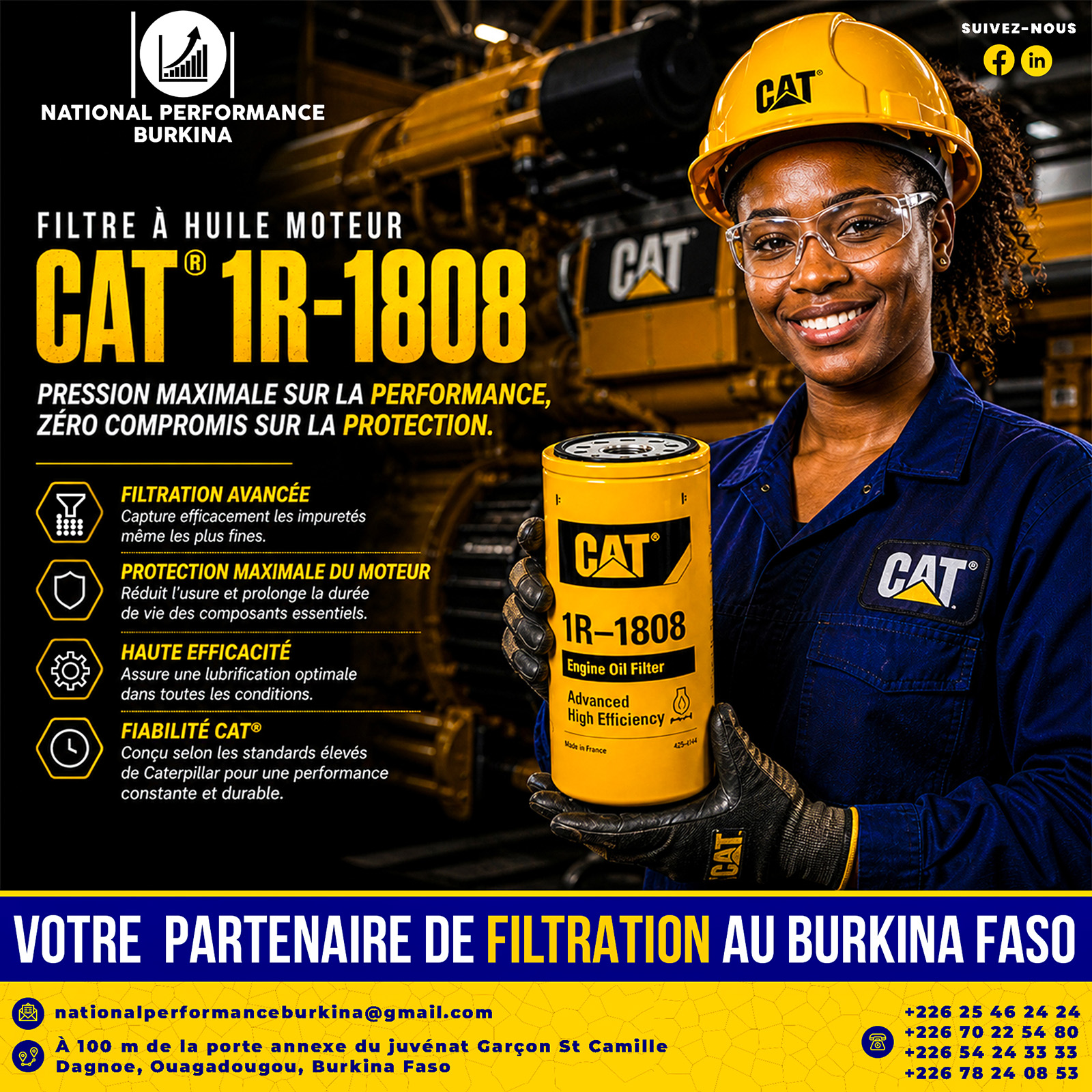 Filtre à huile moteur CAT 1R-1808